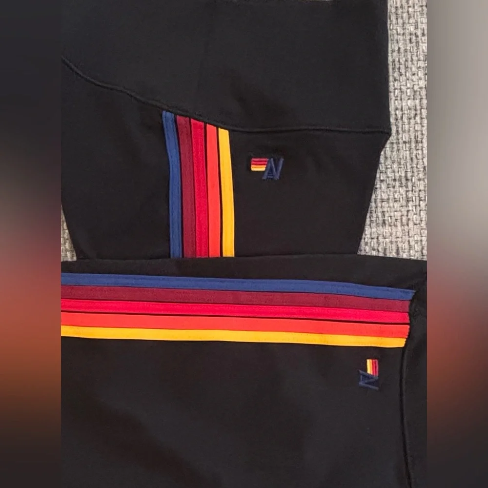 Aviator Nation 🌈 Black Rainbow Stripe Leggings & NWT Biker Shorts Size XS - Picture 6 of 14